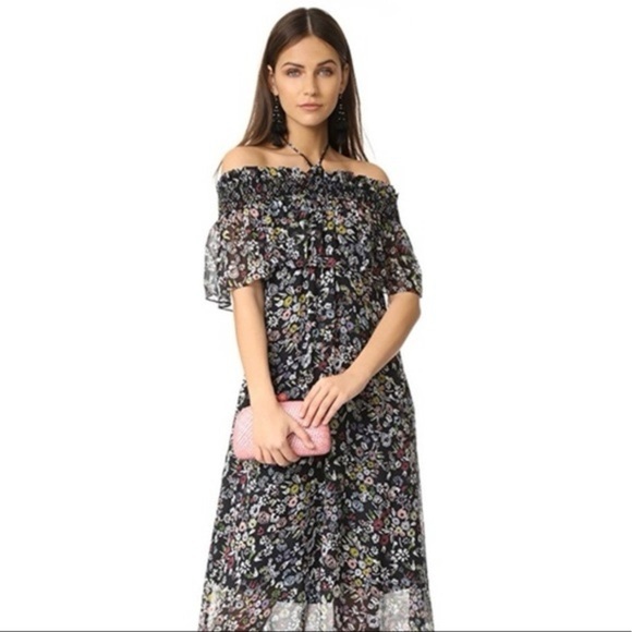 Rebecca Minkoff Black Off-The-Shoulder Maxi Dress with Flutter Sleeves - Picture 3 of 12